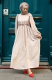 Layana Taş Detaylı Elbise-Bej