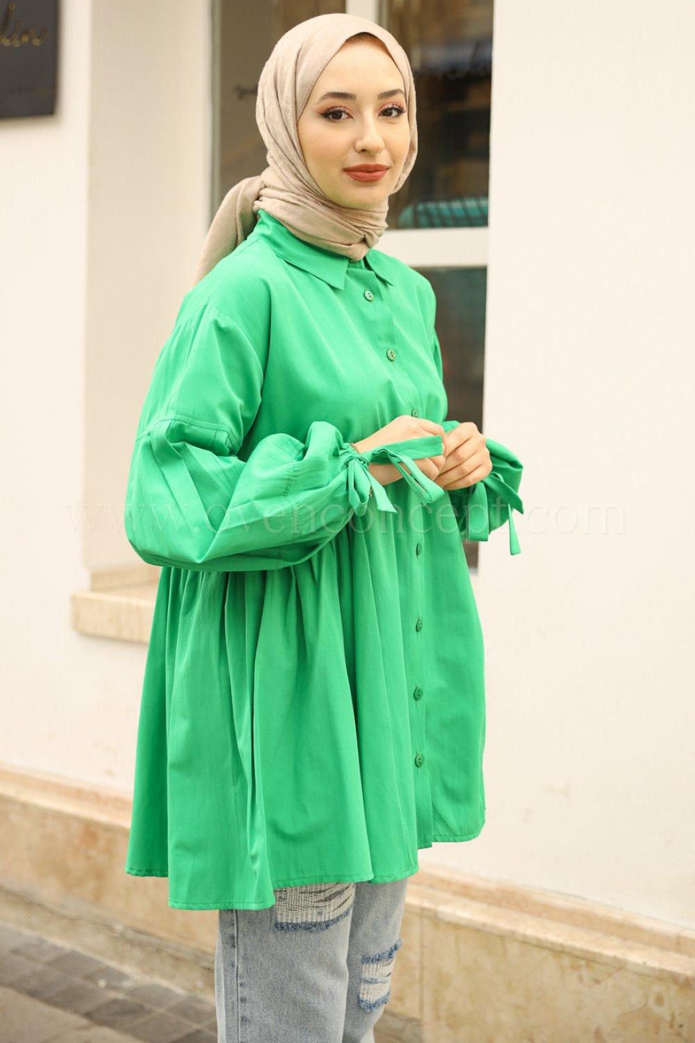 Ella Gömlek-Ördek Yeşili