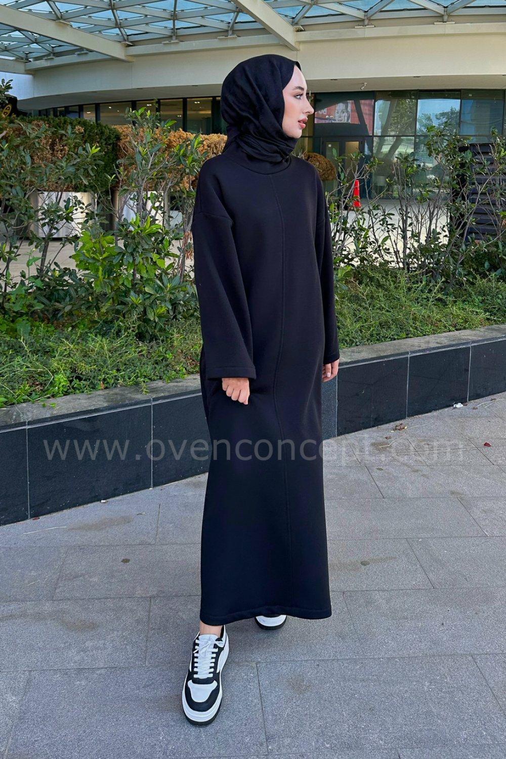 Oversize Uzun Rahat Elbise-Siyah