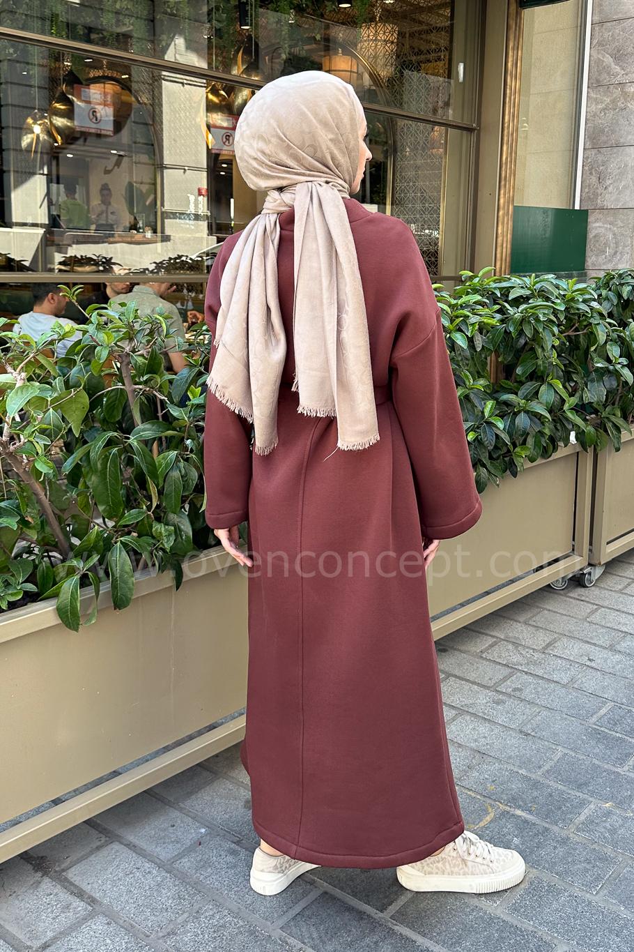 Oversize Uzun Rahat Elbise-Kahverengi