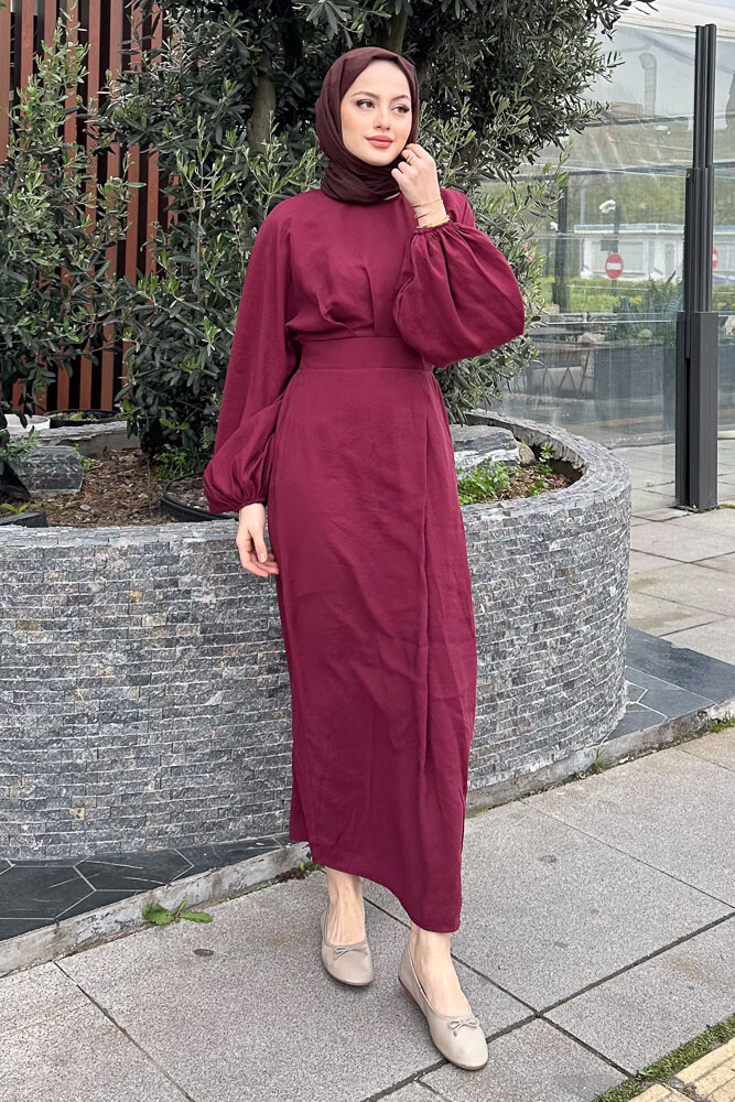 Janice Modal Elbise - Bordo - 4