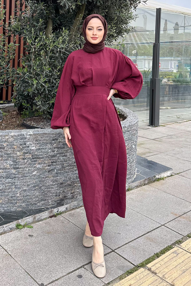 Janice Modal Elbise - Bordo - 1