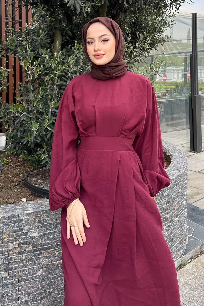 Janice Modal Elbise - Bordo - 7