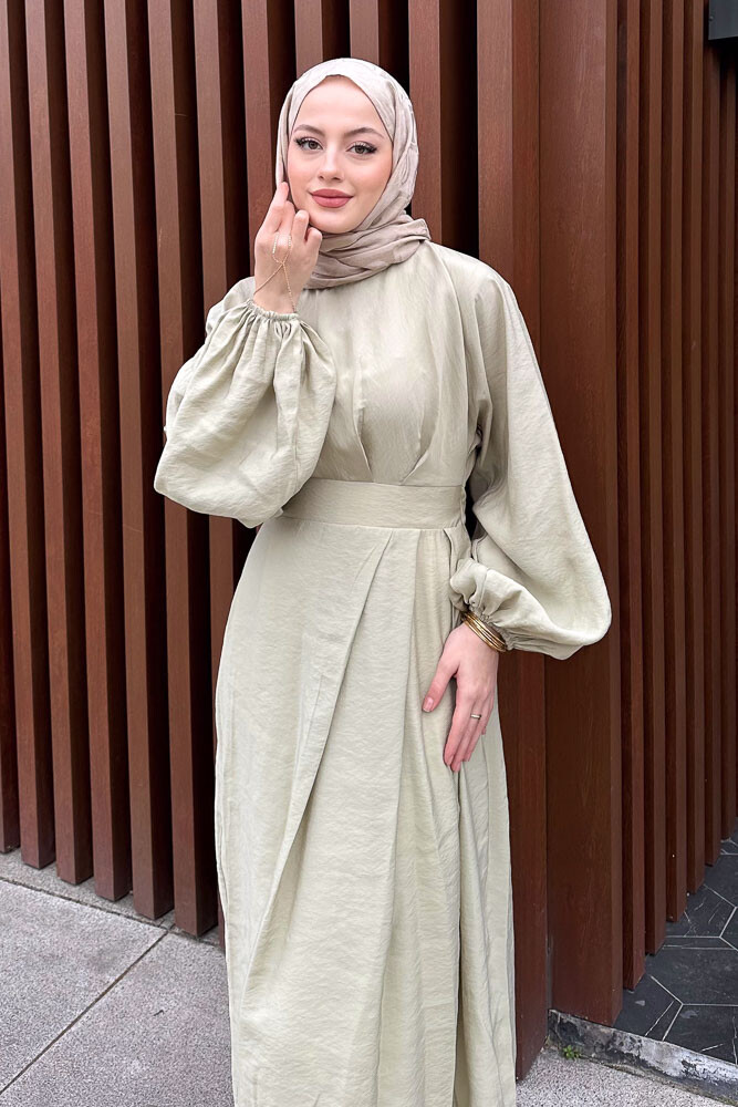 Janice Modal Elbise - Küf Yeşili - 6