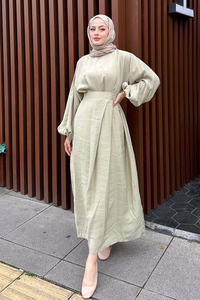 Janice Modal Elbise - Küf Yeşili - 4