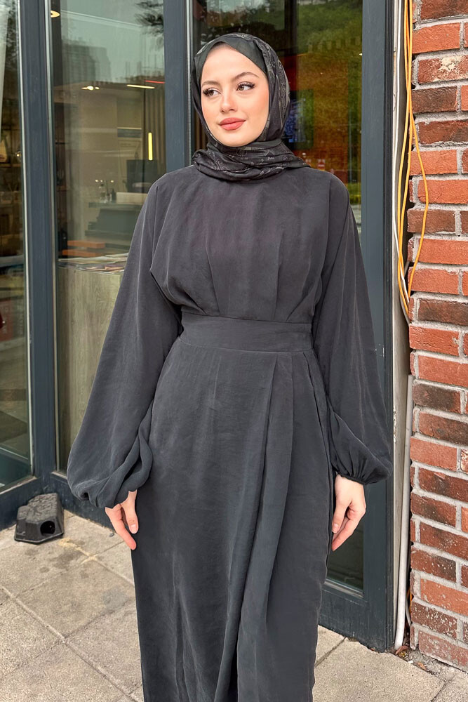 Janice Modal Elbise - Siyah - 5
