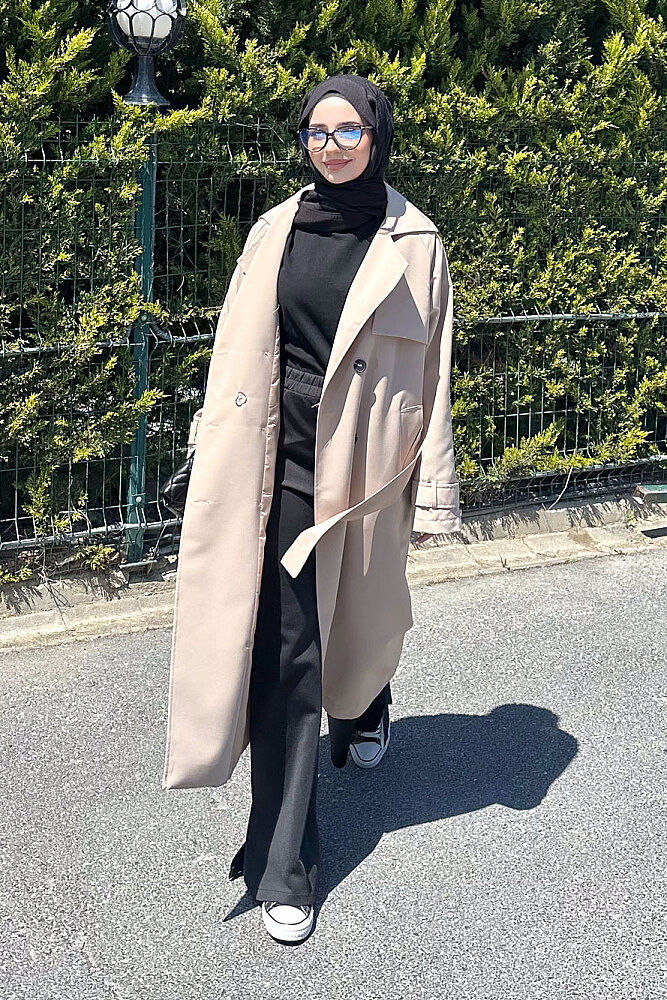 Jennie Klasik Kemerli Trençkot - Bej - 5