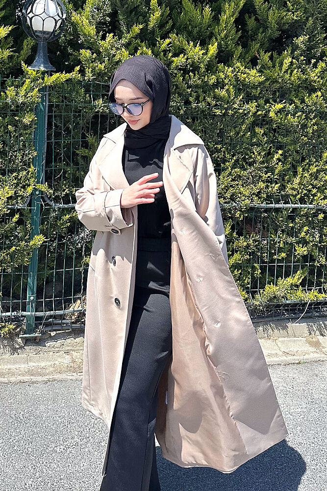 Jennie Klasik Kemerli Trençkot - Bej - 1
