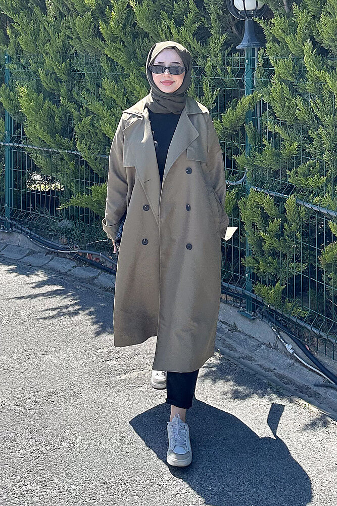 Jennie Klasik Kemerli Trençkot - Haki - PUANE (0)
