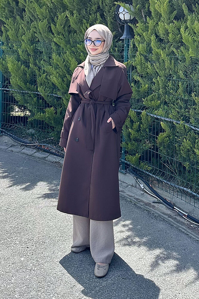 Jennie Klasik Kemerli Trençkot - Kahverengi - PUANE (1)