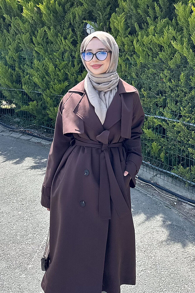 Jennie Klasik Kemerli Trençkot - Kahverengi - 8