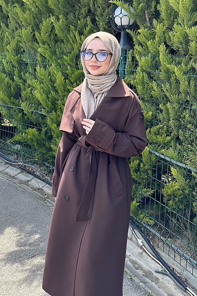 Jennie Klasik Kemerli Trençkot - Kahverengi - 3