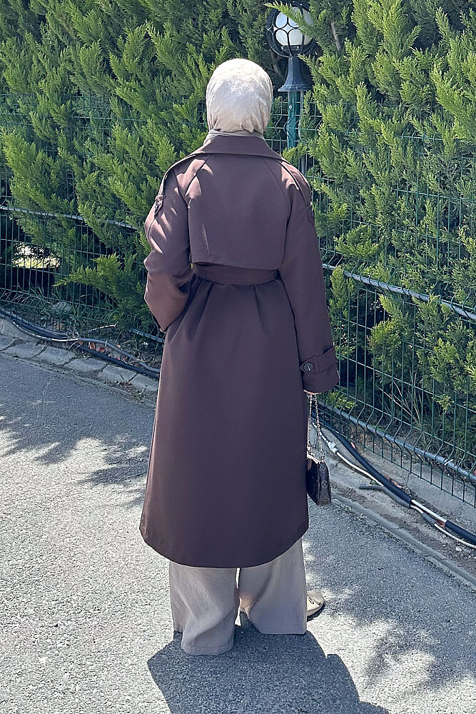 Jennie Klasik Kemerli Trençkot - Kahverengi - PUANE (5)