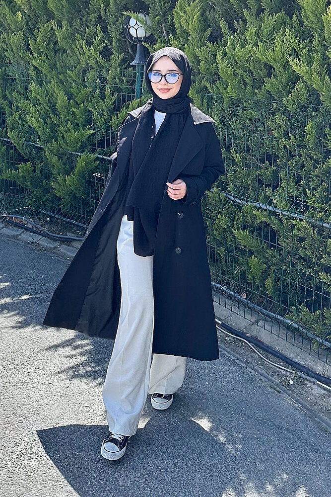 Jennie Klasik Kemerli Trençkot - Siyah - 3