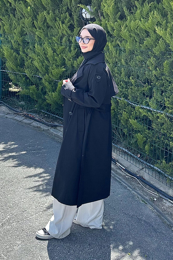 Jennie Klasik Kemerli Trençkot - Siyah - PUANE (5)