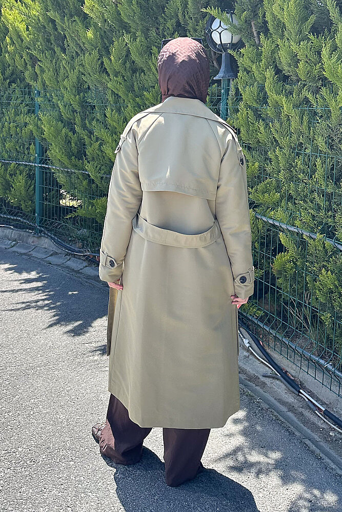 Jennie Klasik Kemerli Trençkot - Yağ Yeşili - 8