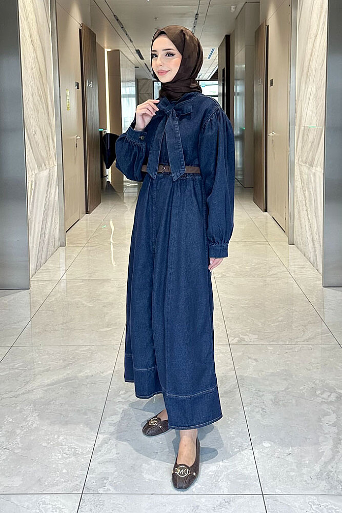 Juliette Fiyonklu Denim Etekli Takım - Lacivert - ENMA (2)