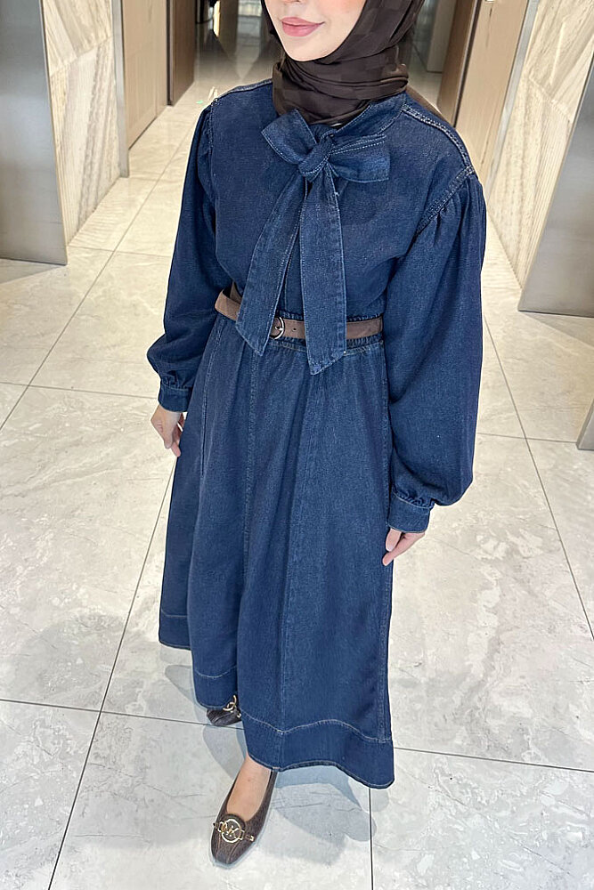 Juliette Fiyonklu Denim Etekli Takım - Lacivert - ENMA (3)