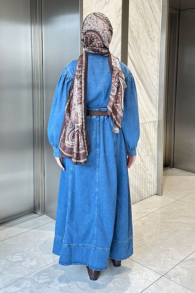 Juliette Fiyonklu Denim Etekli Takım - Mavi - 6