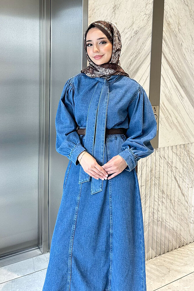 Juliette Fiyonklu Denim Etekli Takım - Mavi - 2