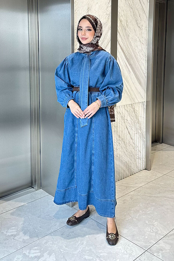 Juliette Fiyonklu Denim Etekli Takım - Mavi - ENMA (3)