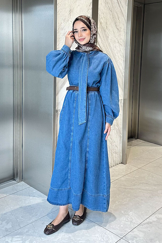 Juliette Fiyonklu Denim Etekli Takım - Mavi - ENMA (0)