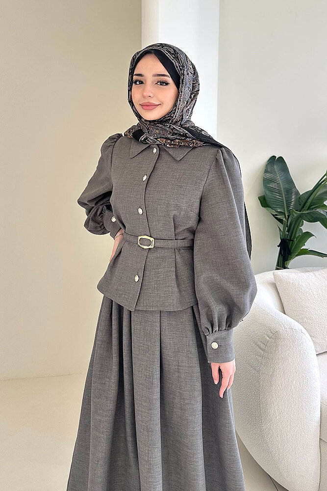 Kael Kemerli Etekli Takım - Antrasit - 5
