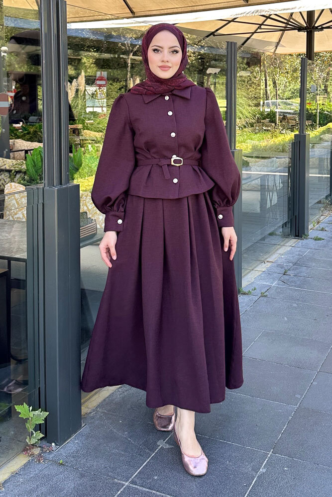 Kael Kemerli Etekli Takım - Bordo - LİNE (2)