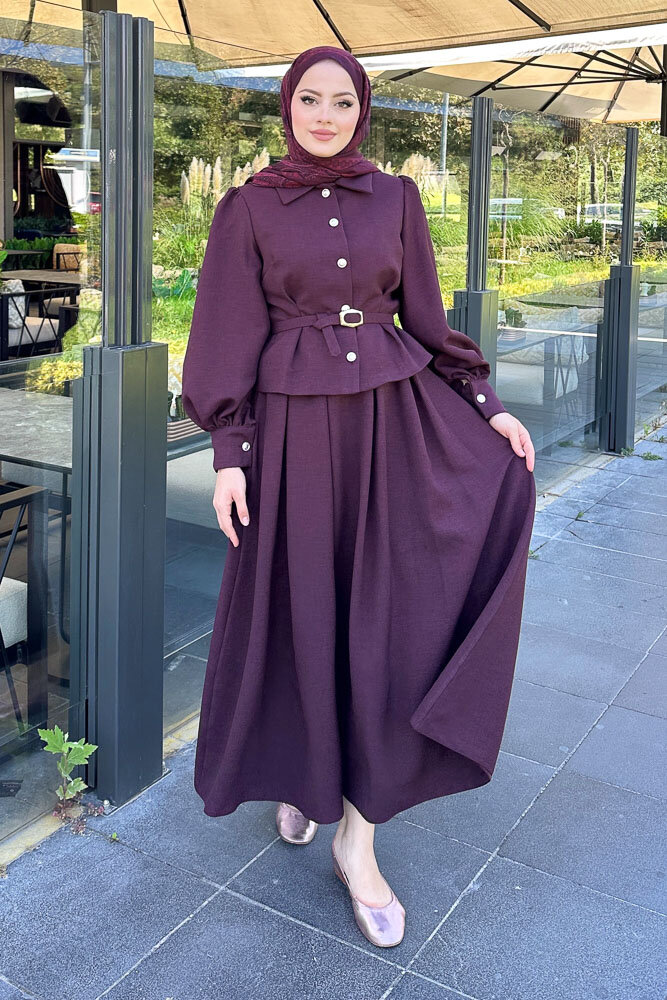 Kael Kemerli Etekli Takım - Bordo - LİNE (5)