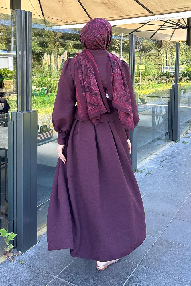 Kael Kemerli Etekli Takım - Bordo - 8