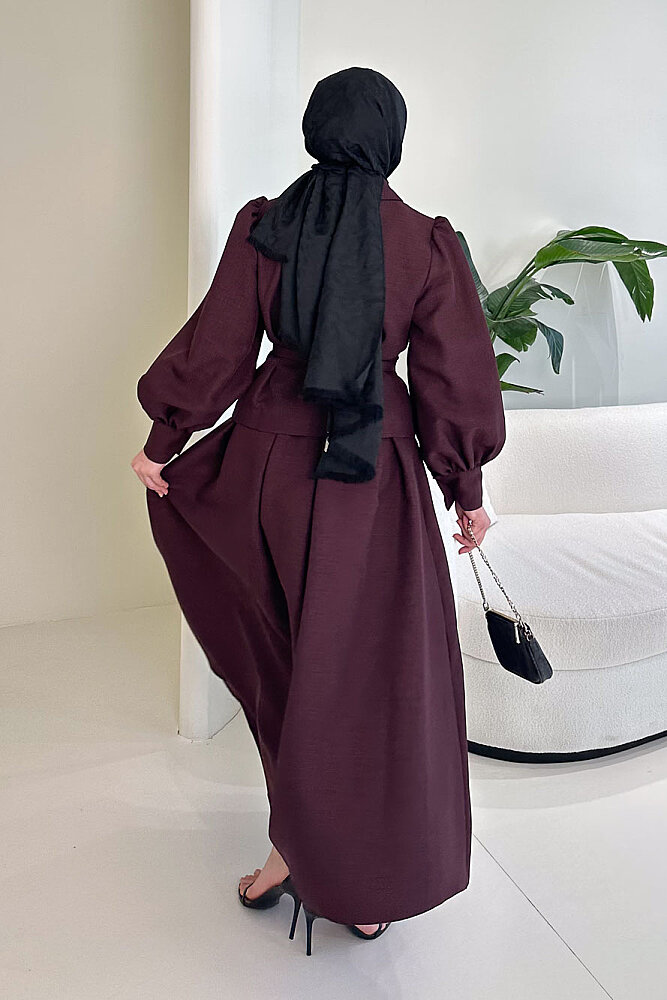 Kael Kemerli Etekli Takım - Bordo - 8