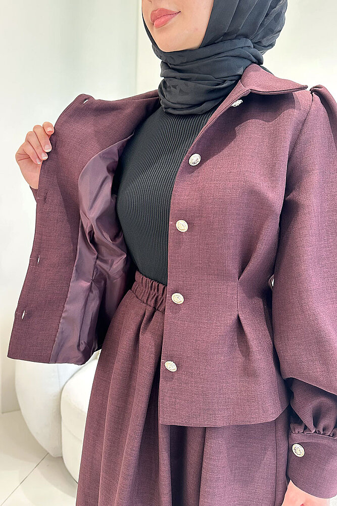 Kael Kemerli Etekli Takım - Bordo - 4