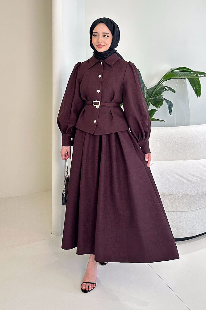 Kael Kemerli Etekli Takım - Bordo - LİNE (4)