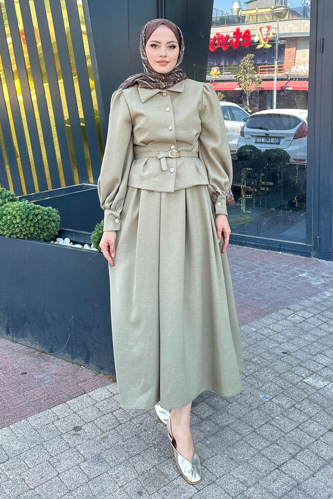 Kael Kemerli Etekli Takım - Küf Yeşili - LİNE (3)