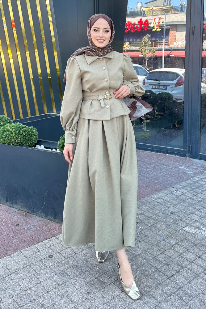 Kael Kemerli Etekli Takım - Küf Yeşili - LİNE (5)