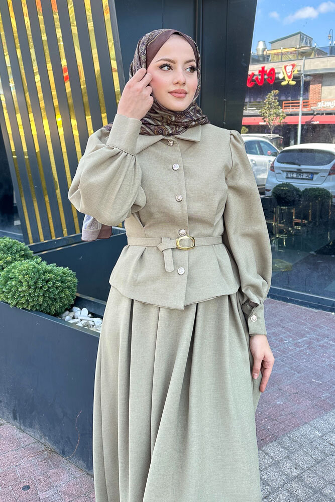 Kael Kemerli Etekli Takım - Küf Yeşili - LİNE (1)