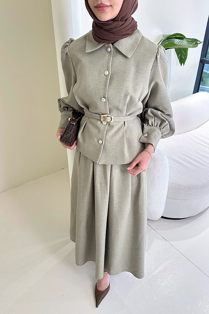 Kael Kemerli Etekli Takım - Küf Yeşili - LİNE (4)