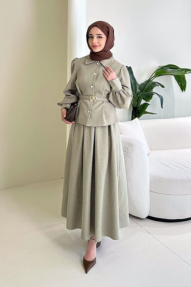 Kael Kemerli Etekli Takım - Küf Yeşili - LİNE (1)