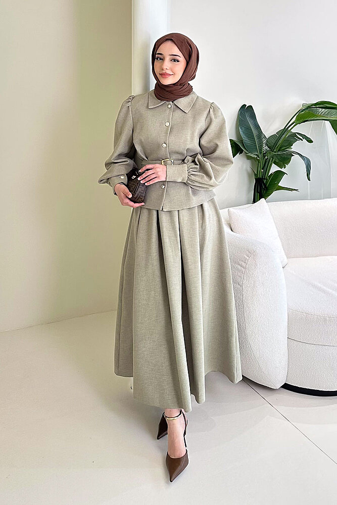 Kael Kemerli Etekli Takım - Küf Yeşili - LİNE (5)