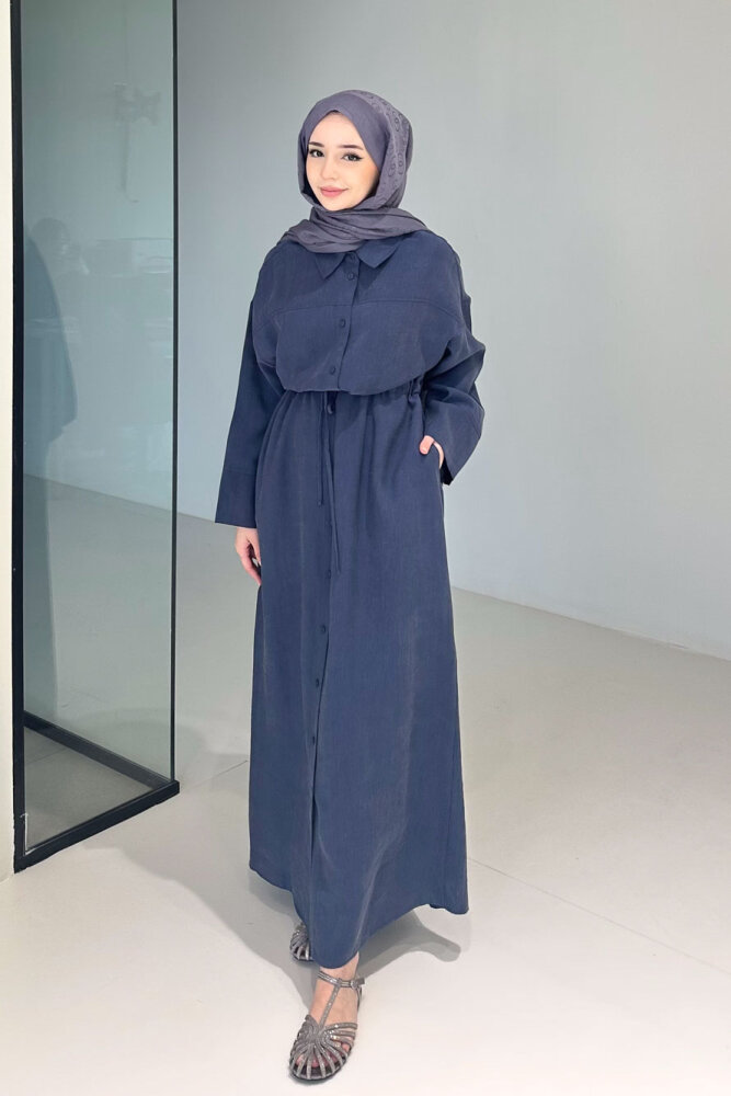 Kai Tünel Detaylı Elbise - Lacivert - İKOL (0)