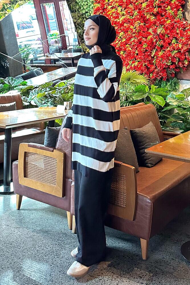 Kalın Çizgili Triko - Siyah - PUANE (2)