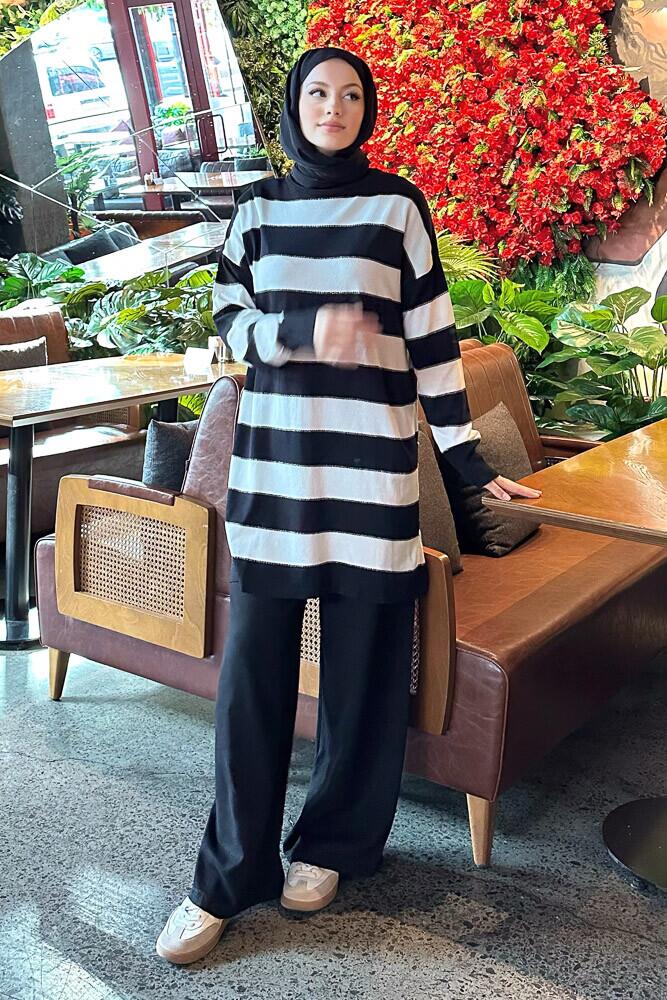 Kalın Çizgili Triko - Siyah - PUANE (4)