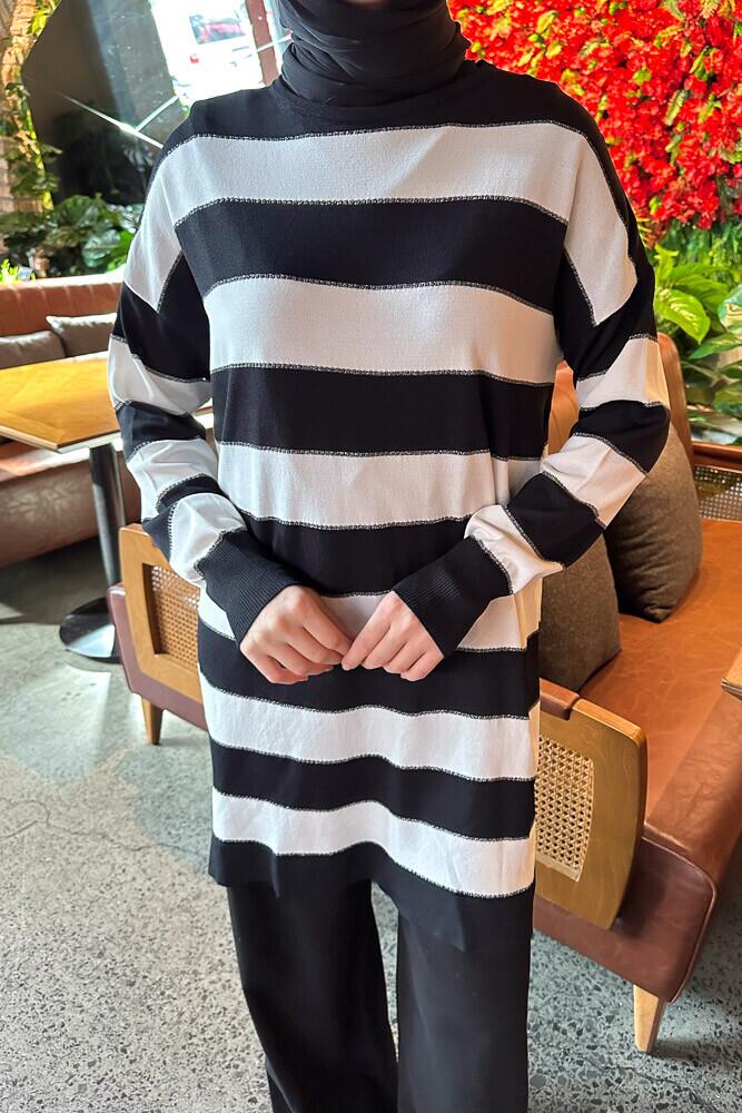 Kalın Çizgili Triko - Siyah - PUANE (3)