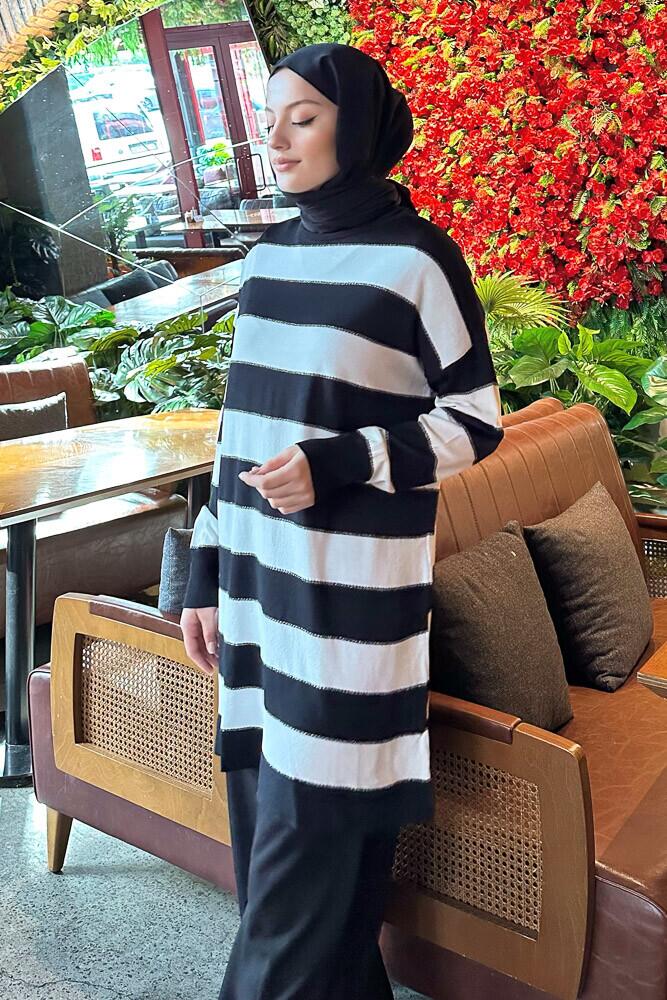 Kalın Çizgili Triko - Siyah - PUANE (5)