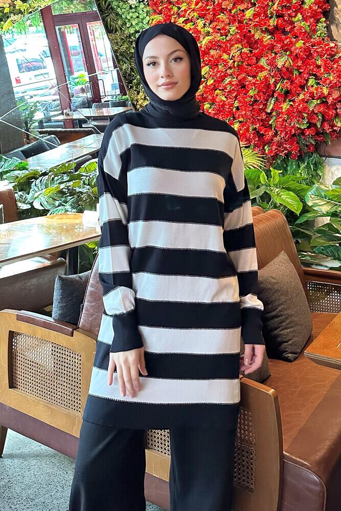 Kalın Çizgili Triko - Siyah - PUANE (1)