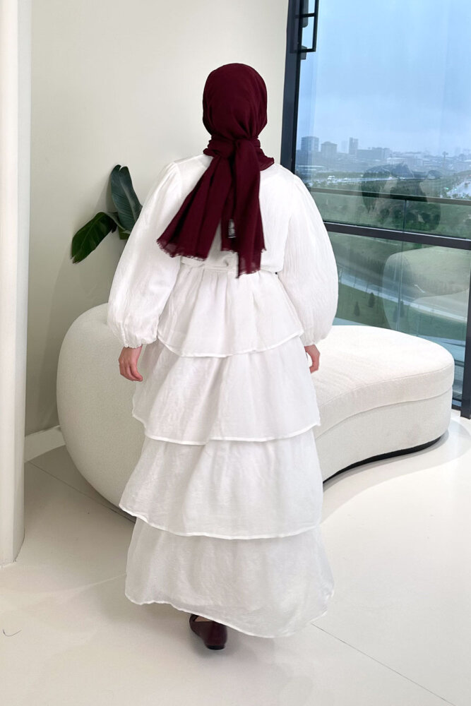 Kat Kat Tül Detaylı Elbise - Ekru - ENMA (2)