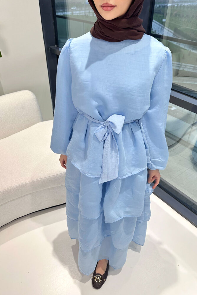 Kat Kat Tül Detaylı Elbise - Mavi - ENMA (4)