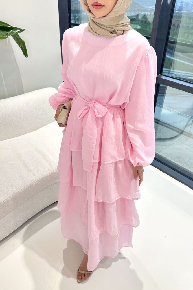 Kat Kat Tül Detaylı Elbise - Pembe - 3