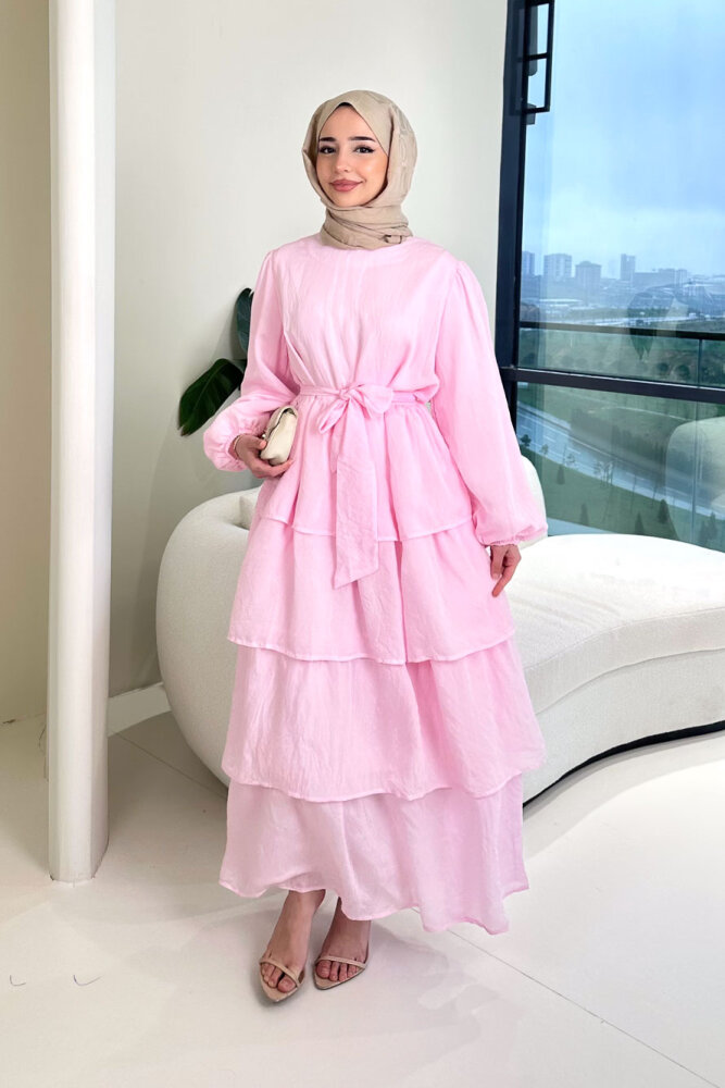 Kat Kat Tül Detaylı Elbise - Pembe - ENMA (0)