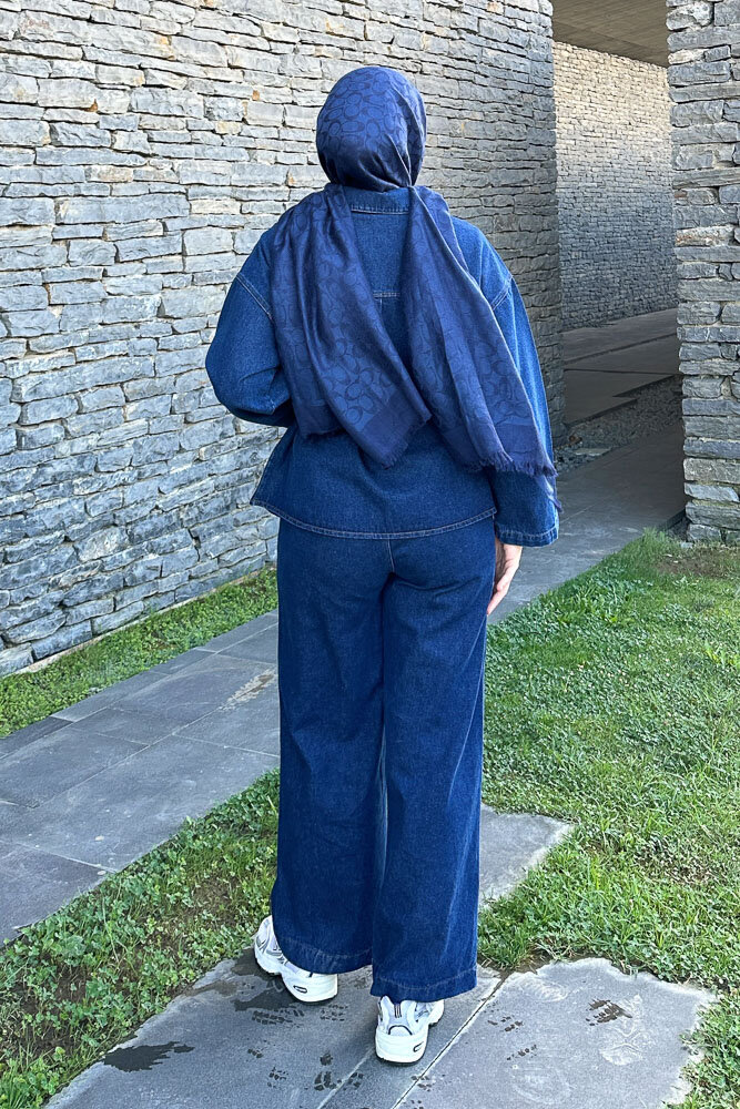 Kemerli Kot Takım - Koyu Mavi - 8